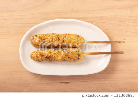 Beef tongue meatball skewers 121308683