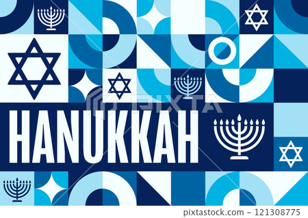 Happy Hanukkah. Holiday concept. Template for background, banner, card, poster with text. Vector 121308775