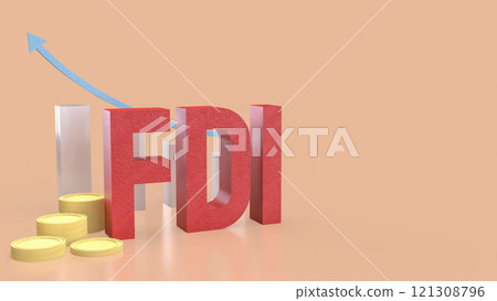 The FDI text and coins for Business concept 3d rendering. The FDI text and coins for Business concept 3d rendering. 121308796