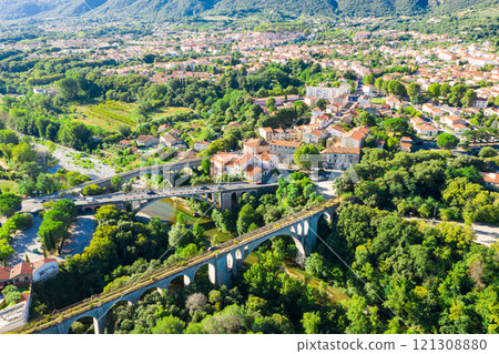 Panoramic view from above on the city Ceret 121308880