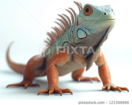 逼真鬣蜥的強大 3D 插圖 逼真鬣蜥的強大 3D 插圖 121308900