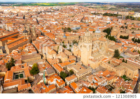 Aerial view of Salamanca historic district with Cathedral, Spain Aerial view of Salamanca historic district with Cathedral, Spain 121308905