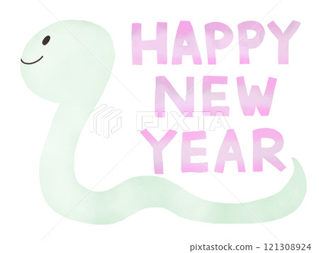 新年賀卡/可愛的蛇插畫和新年快樂 新年賀卡/可愛的蛇插畫和新年快樂 121308924