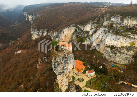 Katskhi pillar near Chiatura town with church on top Katskhi pillar near Chiatura town with church on top 121308970