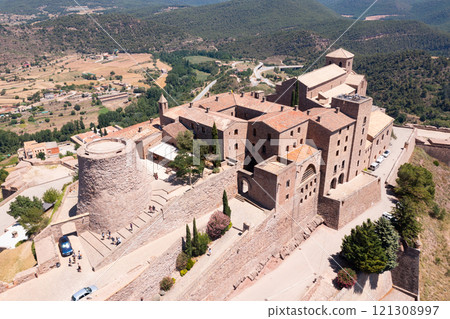Panoramic view from drone on the Cardona castle. Catalonia, Spain Panoramic view from drone on the Cardona castle. Catalonia, Spain 121308997