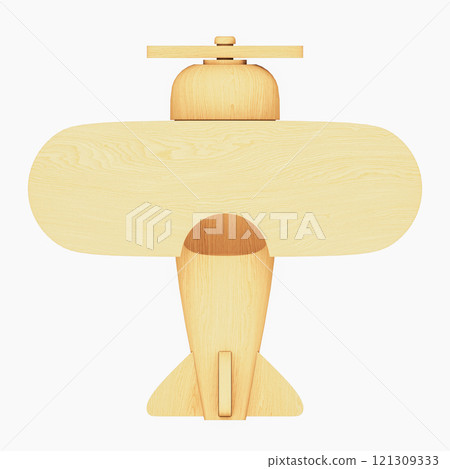 Wooden Airplane Old Vintage Toy Isolated. 3D Illustration. File with Clipping Path. 121309333