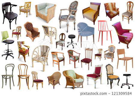 Collage of chairs and armchairs 121309584