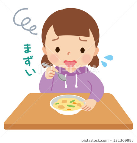 Taste sensitivity, sensory sensitivity, girl who has trouble with tastes she doesn't like 121309993