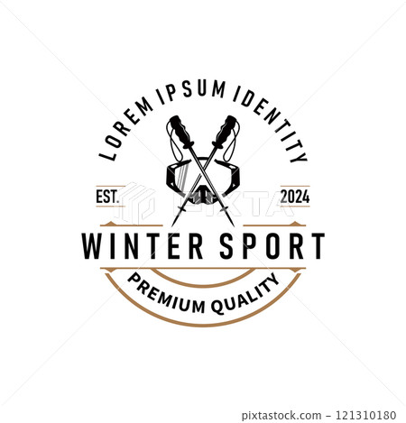 Ski Sport Logo, Winter Snow Sports Design Retro Vintage Vector Illustration Ski Sport Logo, Winter Snow Sports Design Retro Vintage Vector Illustration 121310180