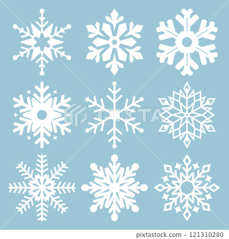 Snowflake icons. Snowflake Vectors. Snowflakes set. Background for winter and christmas theme. Snowflake icons Isolated on Blue Background. Vector illustration. Elements for design. EPS10. Snowflake icons. Snowflake Vectors. Snowflakes set. Background for winter and christmas theme. Snowflake icons Isolated on Blue Background. Vector illustration. Elements for design. EPS10. 121310280
