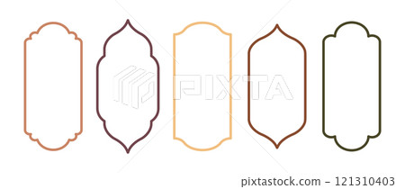 Ramadan shapes. Indian architecture. Silhouettes of Arabic door. Vector illustration in oriental style Ramadan shapes. Indian architecture. Silhouettes of Arabic door. Vector illustration in oriental style 121310403