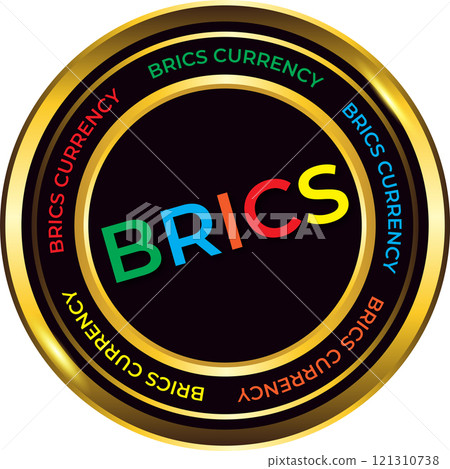 3D coin colorful BRICS Currency symbol 3D coin colorful BRICS Currency symbol 121310738