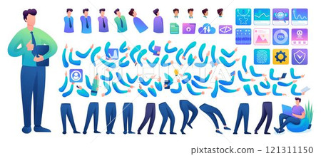 Constructor for creating a Young Man N7. Create your own character with a Set of hands and feet. Flat 2D characters Constructor for creating a Young Man N7. Create your own character with a Set of hands and feet. Flat 2D characters 121311150