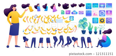 Constructor for creating a Young Girl N8. Create your own character with a Set of hands and feet. Flat 2D characters Constructor for creating a Young Girl N8. Create your own character with a Set of hands and feet. Flat 2D characters 121311151