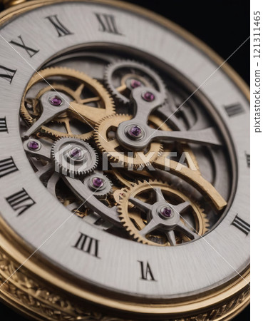 vintage watch mechanism close up 121311465