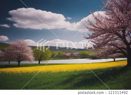 blooming spring park country landscape 121311492