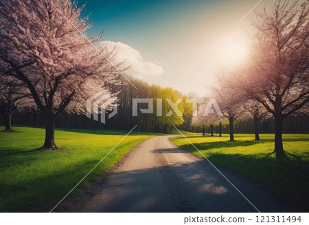 blooming spring park country landscape 121311494
