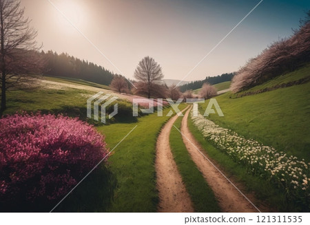 blooming spring park country landscape 121311535