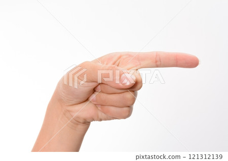 Hand pointing with index finger 121312139