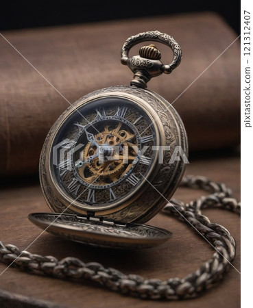 vintage watch mechanism close up 121312407