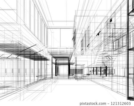 modern empty hall interior design, 3d rendering modern empty hall interior design, 3d rendering 121312603