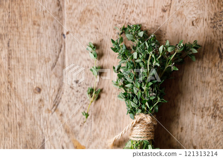 fresh green Thyme herb plant fresh green Thyme herb plant 121313214