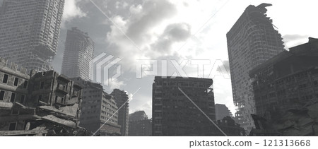 ruined city landscape 121313668