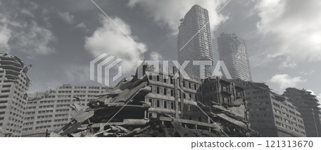 ruined city landscape 121313670