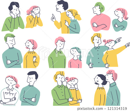 Set of young men and women in various poses 121314319