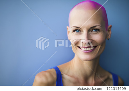Portrait of a woman after chemotherapy. Powerful women concept created with ai generative tools. 121315609