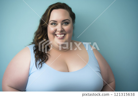 Beautiful curvy body positive model created with ai generative tools. 121315638