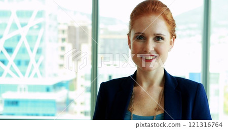 Portrait of smiling female executive in office 121316764