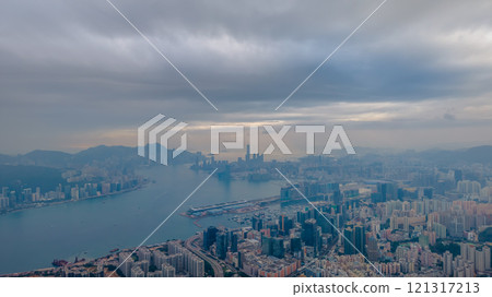 View of Hong kong with Victoria Harbour 121317213
