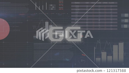Image of 6g text and financial data processing over dark background Image of 6g text and financial data processing over dark background 121317388