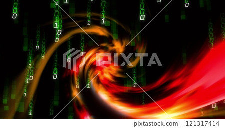 Image of binary coding and data processing over black background 121317414