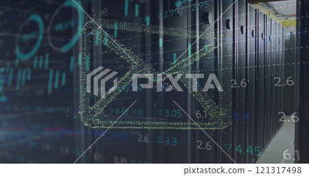 Image of digital data processing over computer servers 121317498