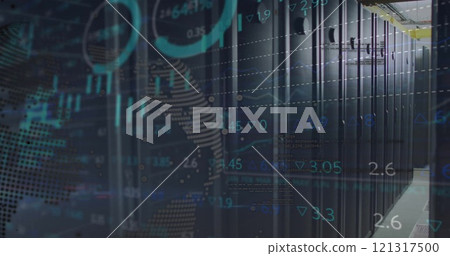 Image of digital data processing over computer servers 121317500