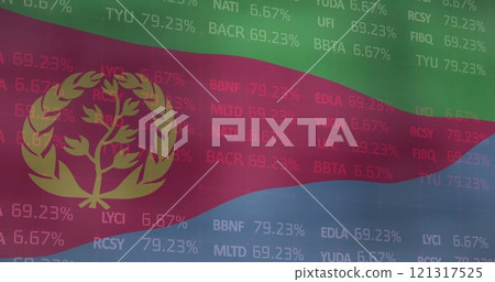 Image of flag of eritrea over financial data processing Image of flag of eritrea over financial data processing 121317525