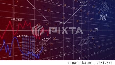 Image of data processing over diagrams on blue background Image of data processing over diagrams on blue background 121317558