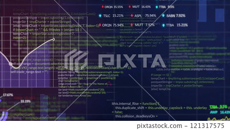Image of data processing over diagrams and stock market Image of data processing over diagrams and stock market 121317575