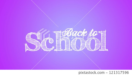Image of back to school text over purple background 121317596