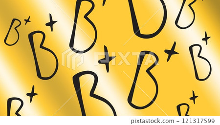 Image of b plus text on yellow background Image of b plus text on yellow background 121317599