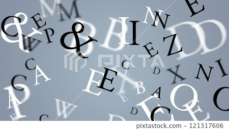 Image of english letters on grey background Image of english letters on grey background 121317606