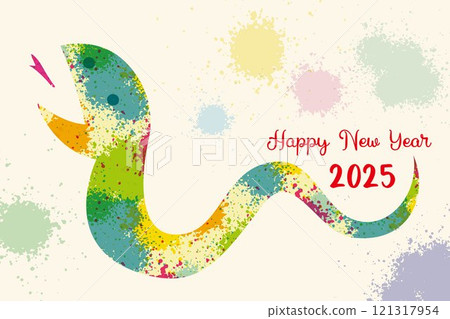 2025年賀年片(橫向)蛇年 2025年賀年片(橫向)蛇年 121317954