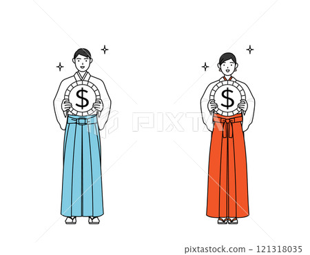 Images of exchange rate gains and the strong dollar, the priest and shrine maiden of the shrine 121318035