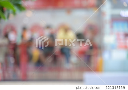 Blurred image of shopping mall with bokeh background 121318139