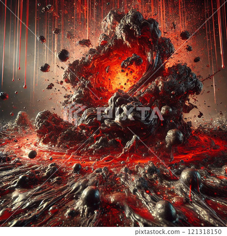 Something gooey explodes in a magma-like place 121318150