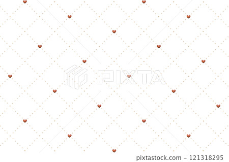A diamond-shaped lattice pattern with wood grain round dots and hearts. A diamond-shaped lattice pattern with wood grain round dots and hearts. 121318295