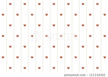 A pattern background of small hearts arranged between vertical round dot lines with narrow intervals on a wood grain pattern A pattern background of small hearts arranged between vertical round dot lines with narrow intervals on a wood grain pattern 121318302