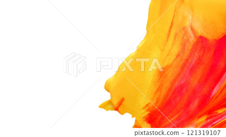 Fiery Cascade - A vivid splash of golden yellow and crimson red flows dynamically, resembling molten lava against a clean white background. Fiery Cascade - A vivid splash of golden yellow and crimson red flows dynamically, resembling molten lava against a clean white background. 121319107